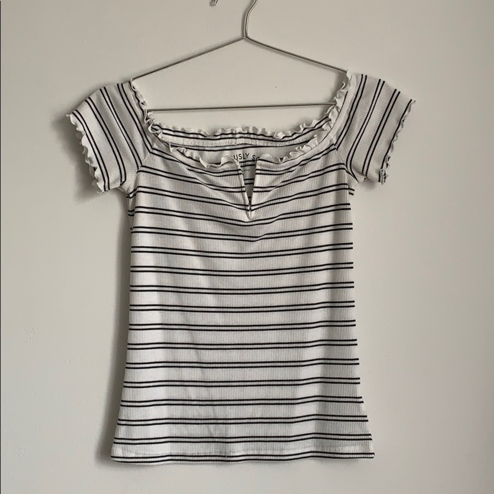 Over the Shoulder Striped Blouse